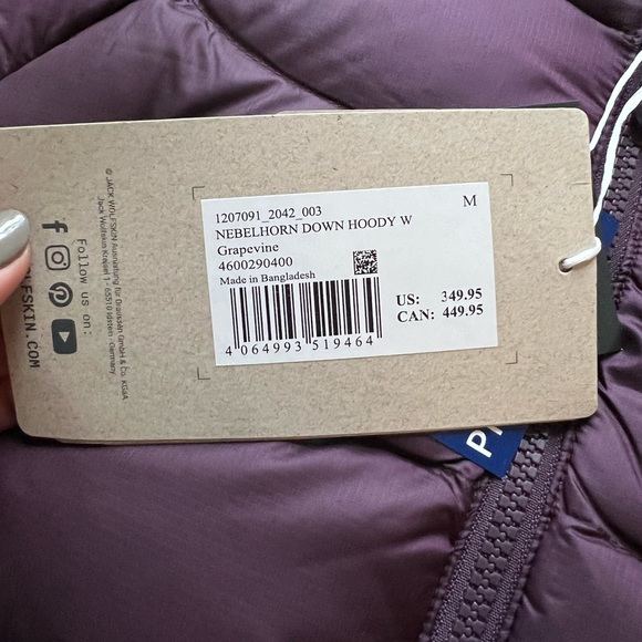NWT Jack Wolfskin Nebelhorn Down Hoody Jacket - Picture 8 of 9